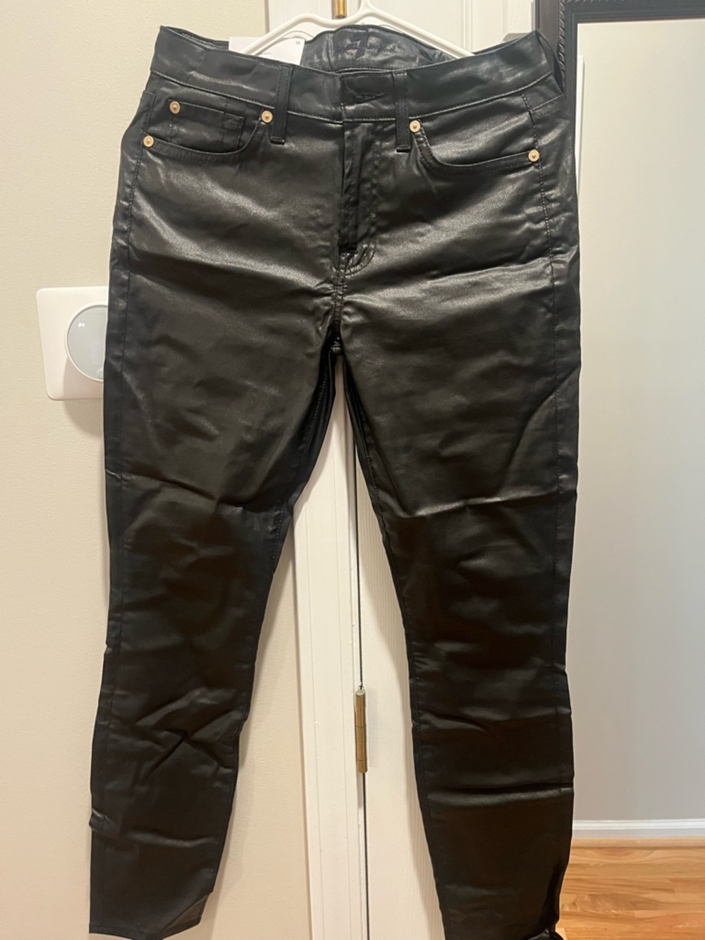 7 For All Mankind Black Coated Skinny Jeans